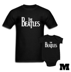 Duo Rockset Beatles papa t-shirt M & Beatles baby romper Eternal