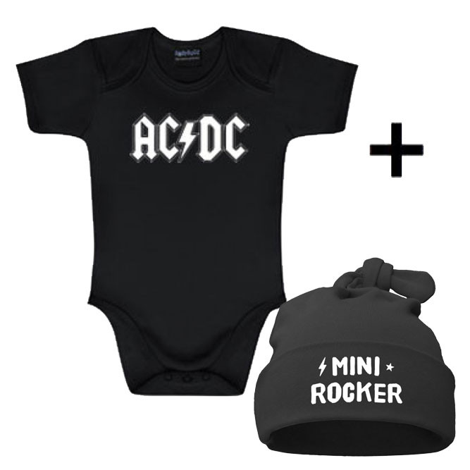 Cadeauset AC/DC Baby Romper & Mini Rocker Muts