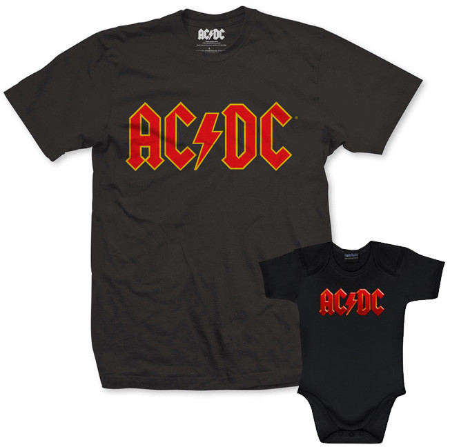 Duo Rockset AC/DC papa t-shirt & AC/DC baby romper logo Color