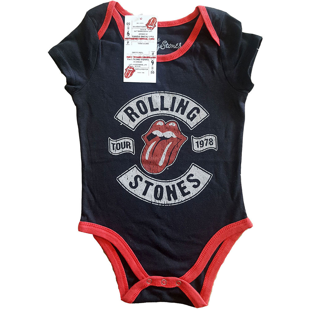 Magazijn boerderij Astrolabium Rolling Stones Baby romper US Tour '78 red