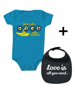 Cadeauset Beatles Baby Romper Portholes & Love is all you need Slabbetje